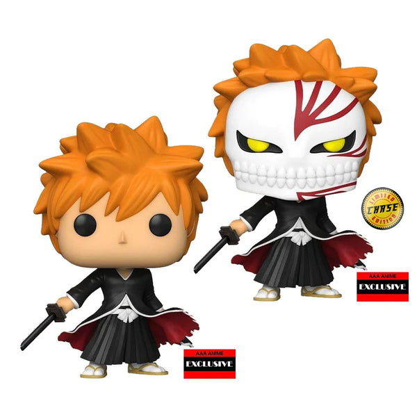 Bleach AAA Anime Exclusive Ichigo Bankai Tensa Zangetsu Common & Chase Funko Pop Bundle